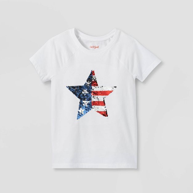 Girls' Flip Sequin Short Sleeve T-Shirt - Cat & Jack™ White | Target