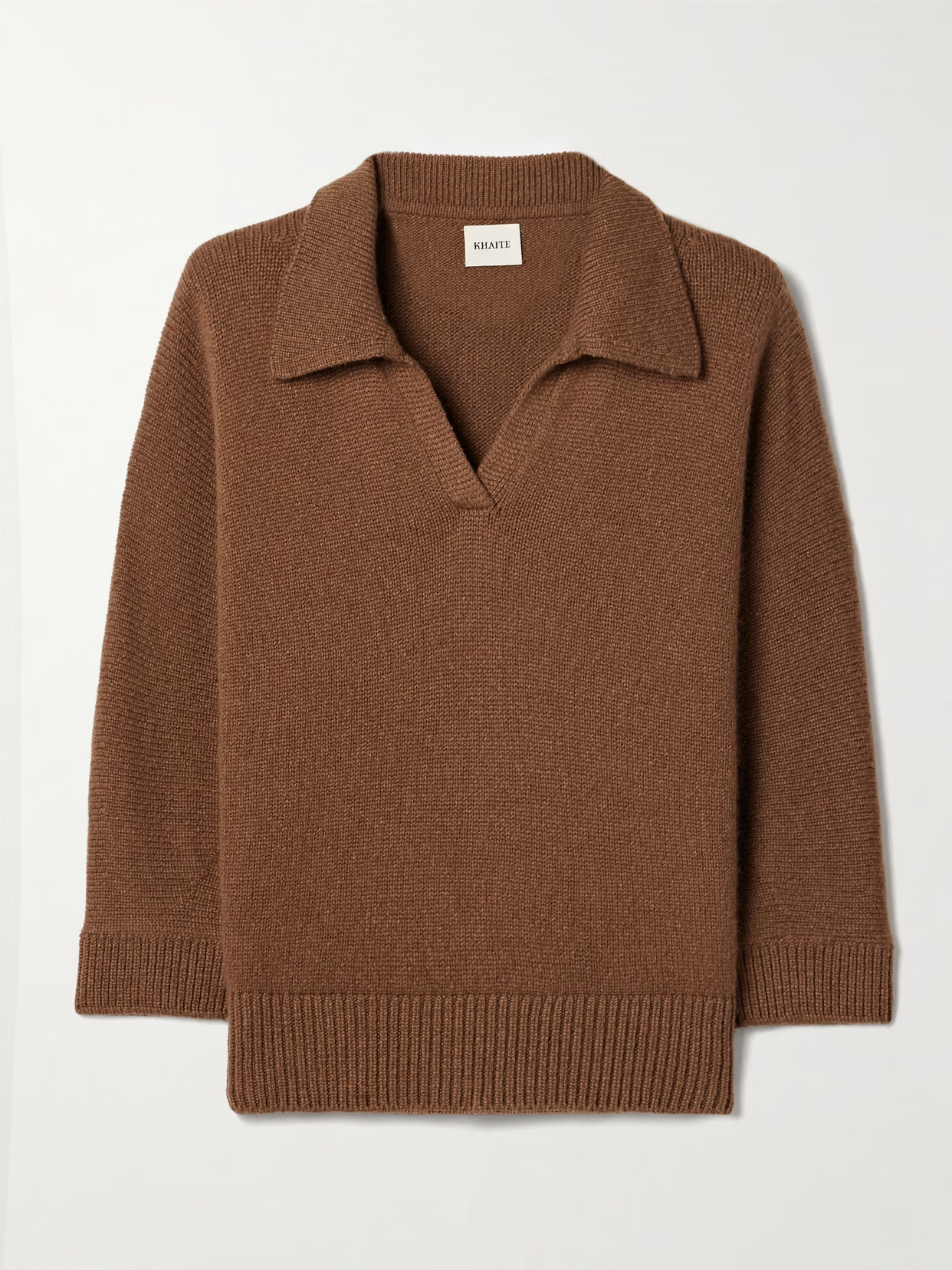 KHAITE - Herve Cashmere Polo Sweater - Brown | NET-A-PORTER (US)
