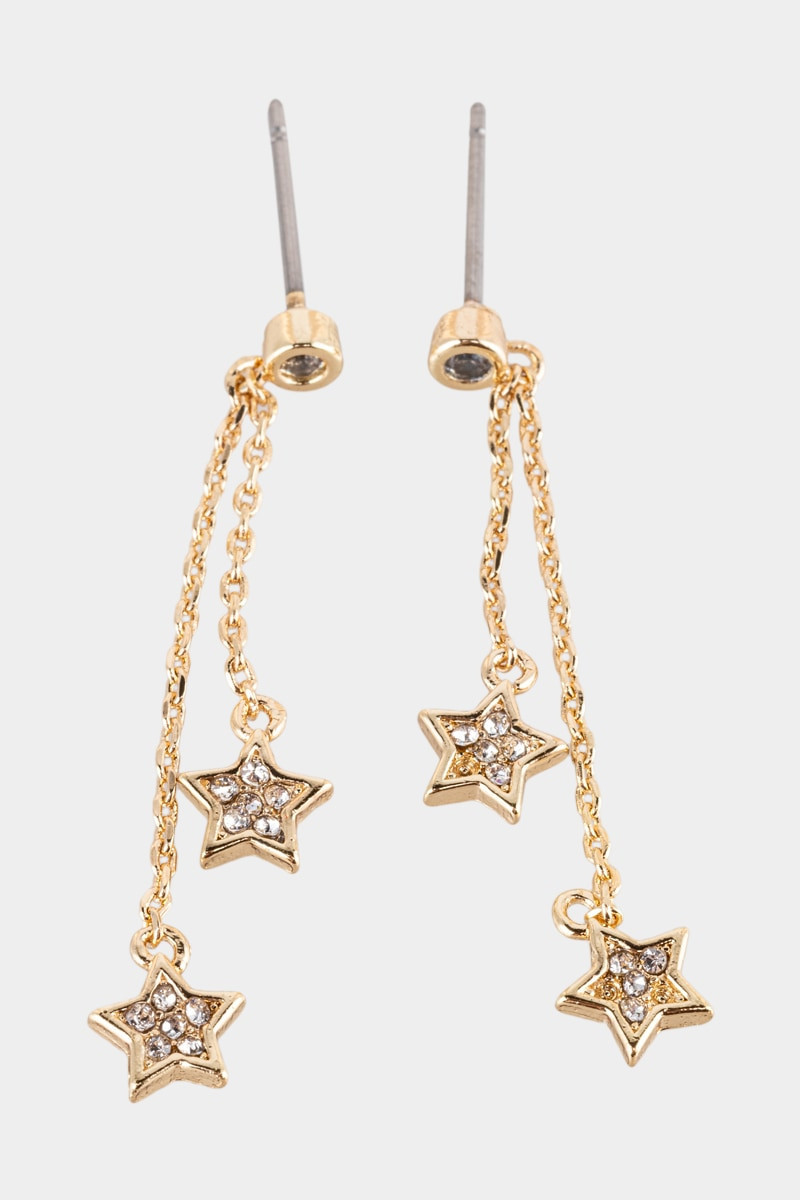 Bridget Pave Star Linear Earrings | Francesca's