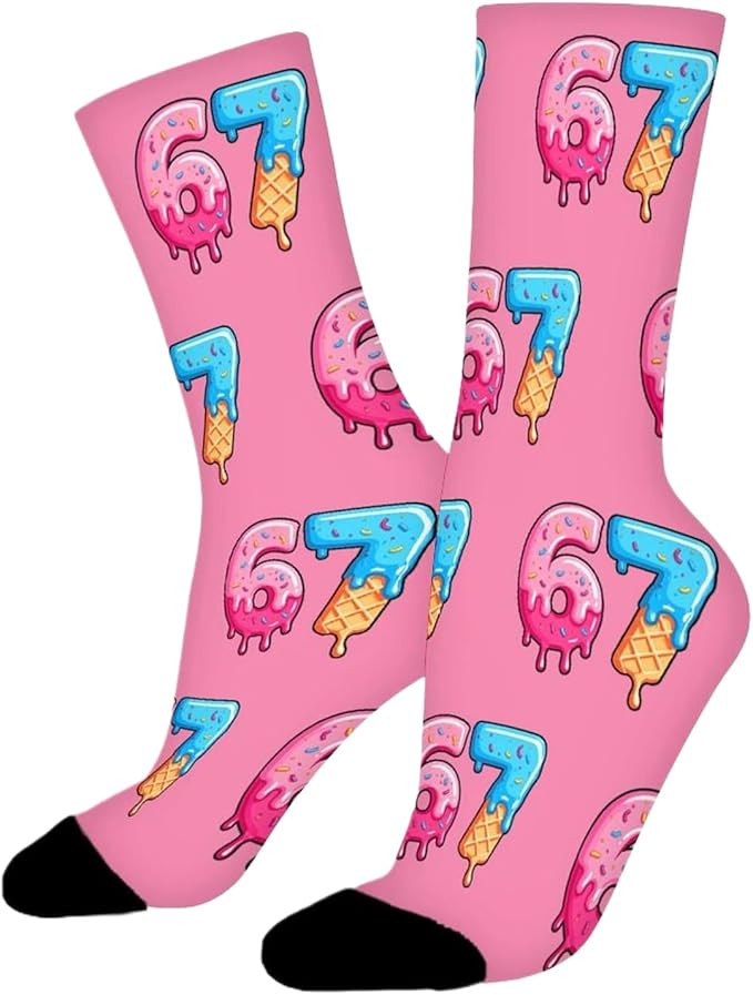 67 Socks Ice Cream Kids, 6 7 Meme Novelty Items, Six Seven Socks, Funny 6 7 Creams Drips Baseball | Amazon (US)