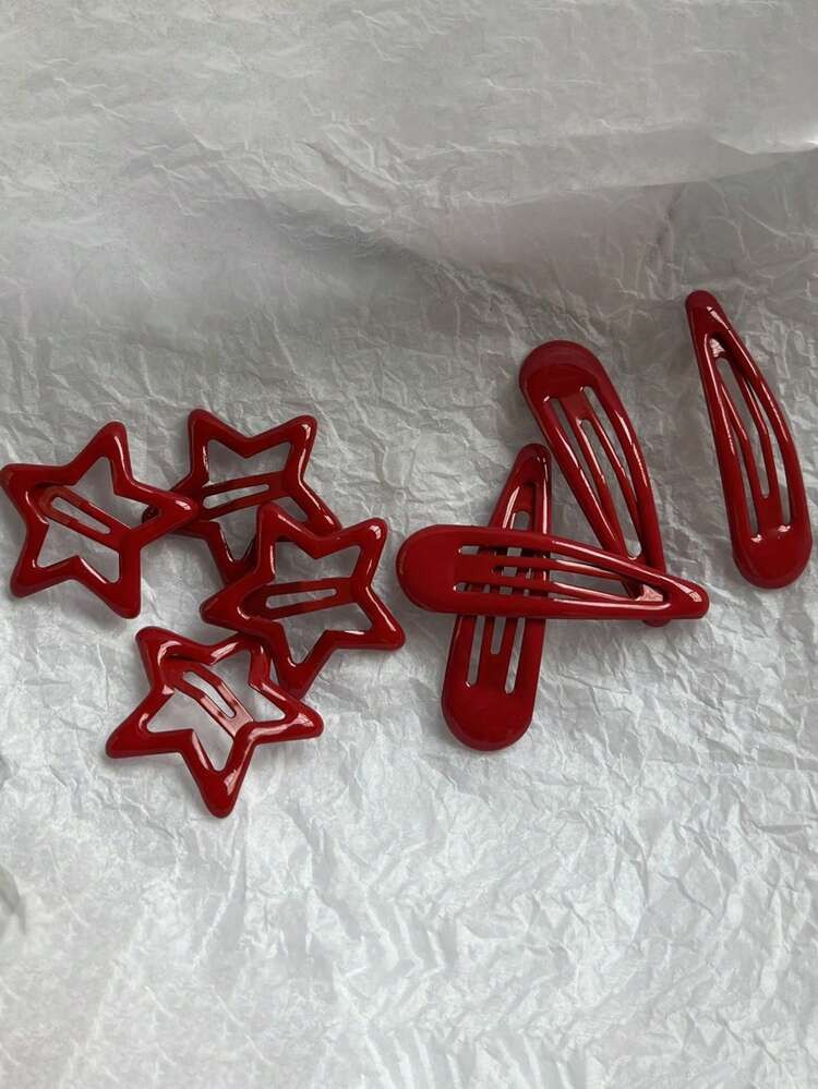 8pcs Y2K Style Candy Color Star & Water Drop Shaped Cute Colorful Small Hair Clips, Fashion Versa... | SHEIN