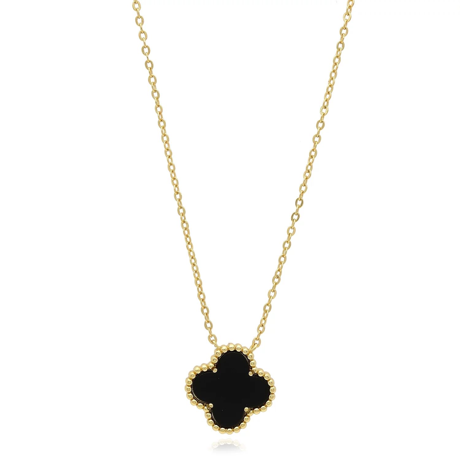 Yellow Gold Over Silver Gemstone Clover Leaf Pendant Necklace 16"-18" Adjustable | Walmart (US)
