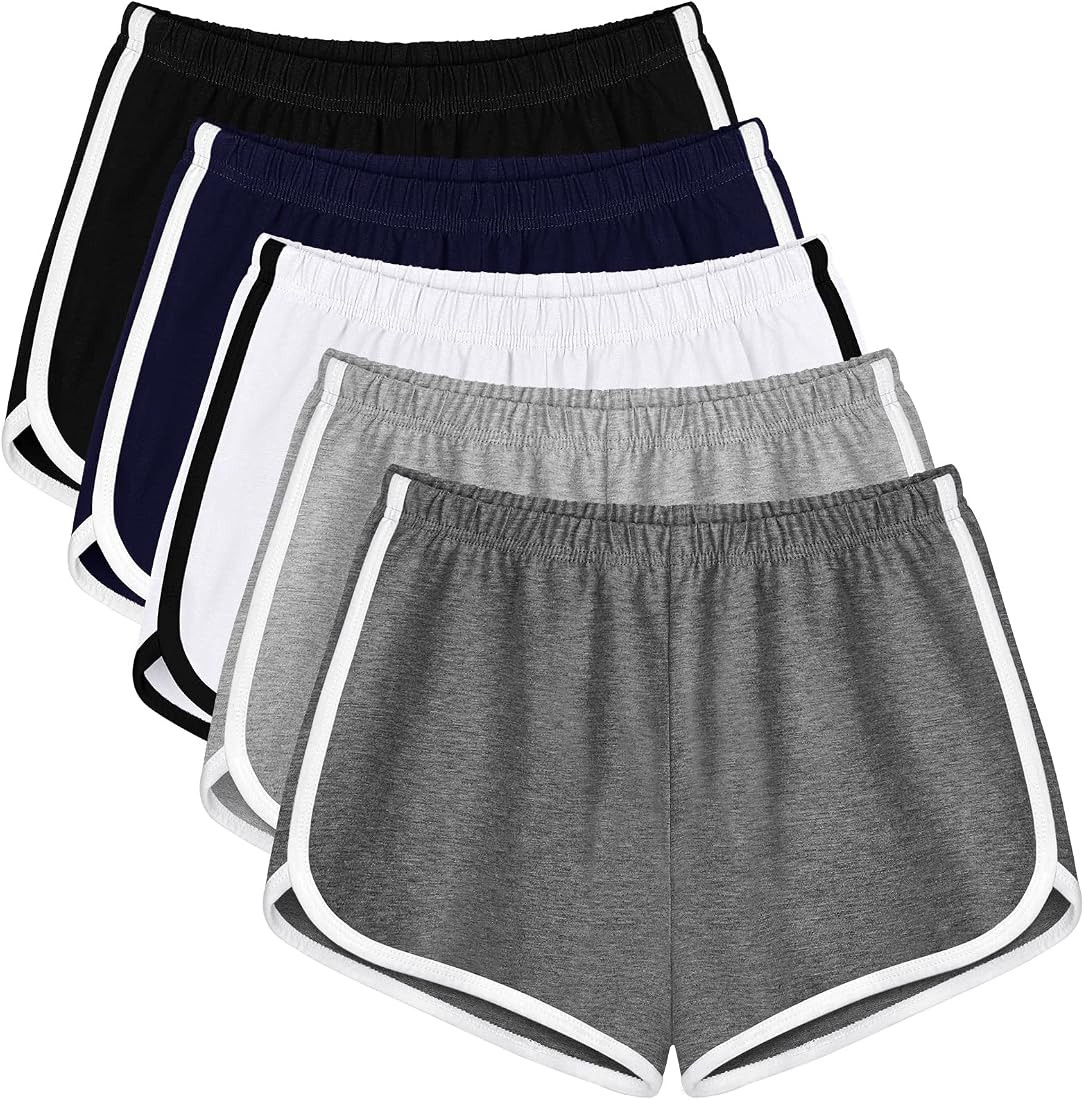 Apoway 5 Pack Cotton Yoga Shorts Athletic Dance Running Sports Short Breathable Workout Pants Dol... | Amazon (US)