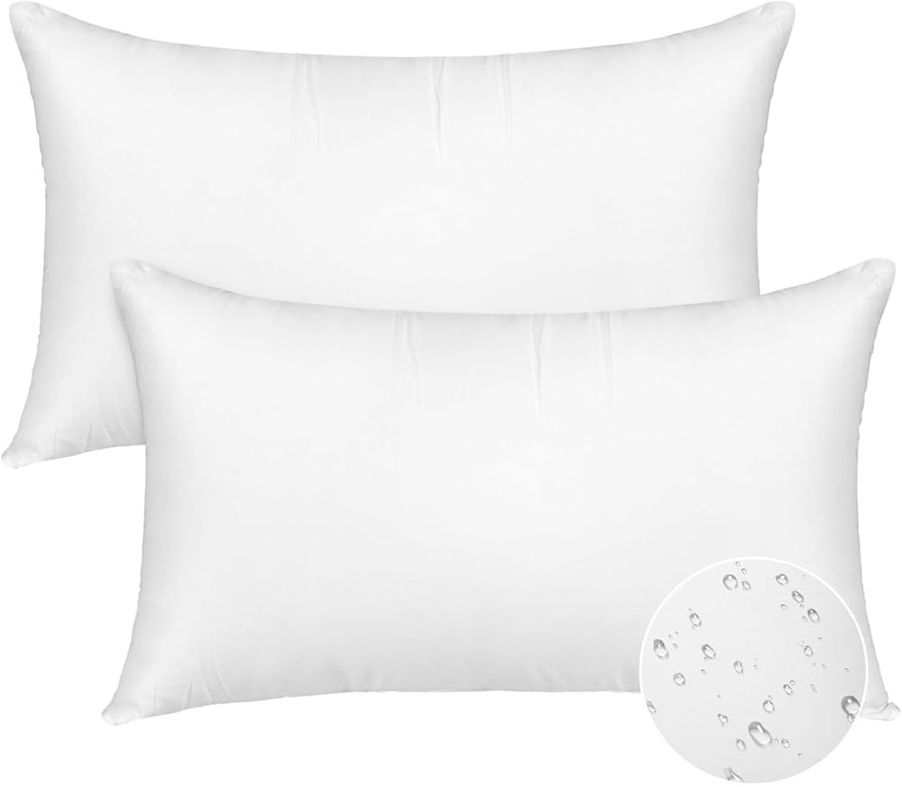 Pack of 2 12x20 Outdoor Pillow Inserts, Water Resistant Throw Pillow Inserts, Outdoor Lumbar Pill... | Amazon (US)