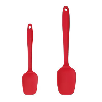 Unique Bargains Heat Resistant Non Stick Rubber Kitchen Spatula Set 10.8 x 2.4 Inch, Red, Orange, Green, Blue 2 Pcs Red | Target