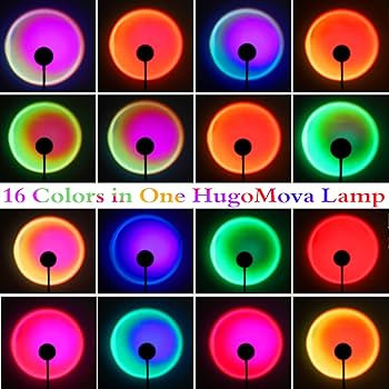 HUGOMOVA Sunset Lamp Projection, 16 Colors LED Night Light with Remote Control, 360 Degree Rotati... | Amazon (US)
