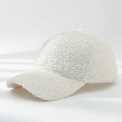 1pc Unisex Y2K Style Teddy Fleece Flat Top Baseball Cap, Suitable For Outdoor Sports, Sun Protection, Commuting | SHEIN