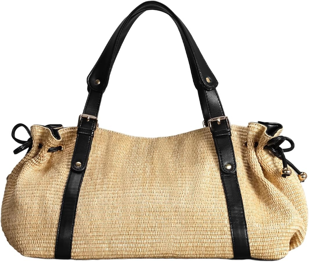 Straw Tote Bags for Women, Y2K Large Soft Summer Straw Purses and Handbags Shoulder Woven Raffia ... | Amazon (US)