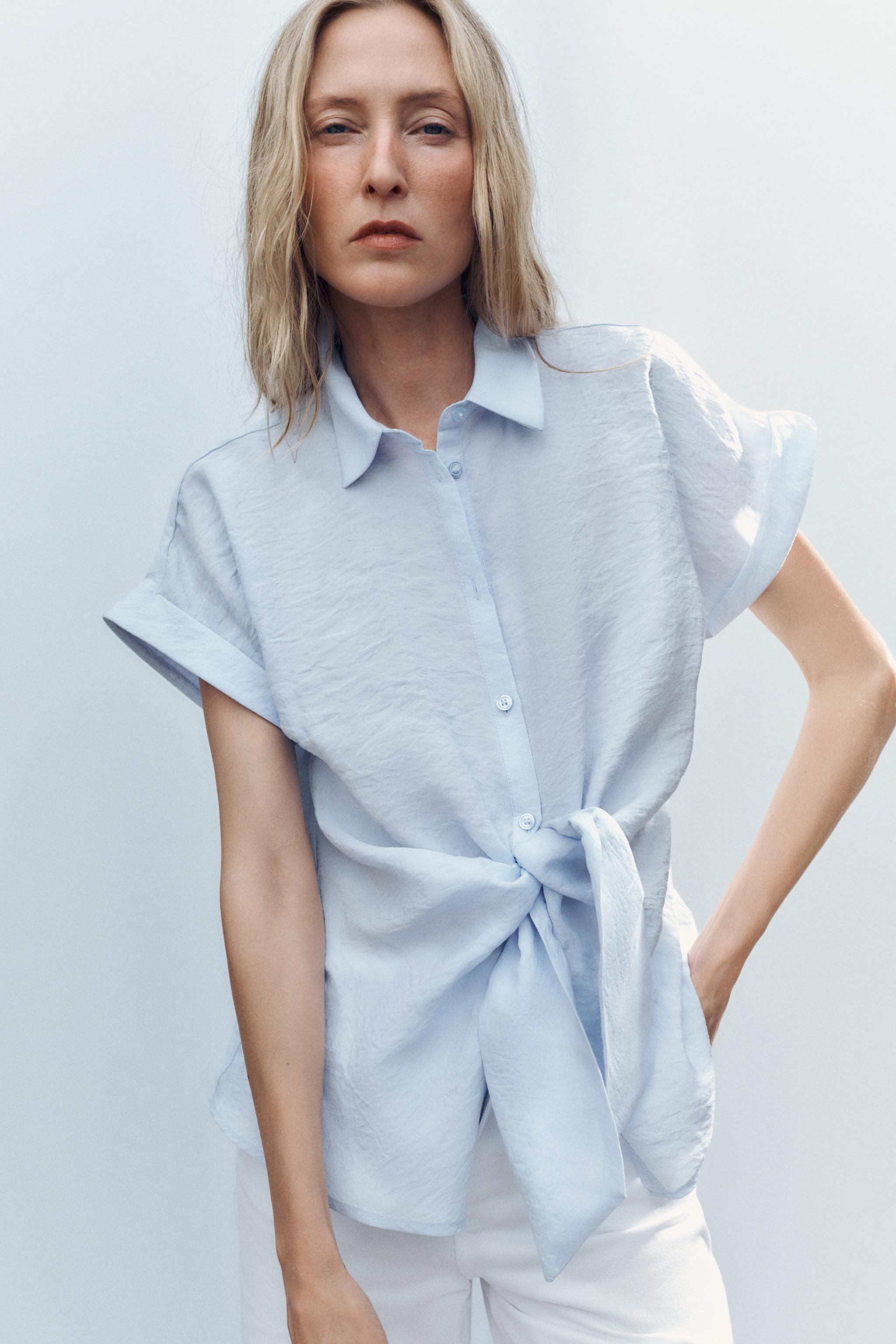KNOTTED SHORT SLEEVE SHIRT | Zara US