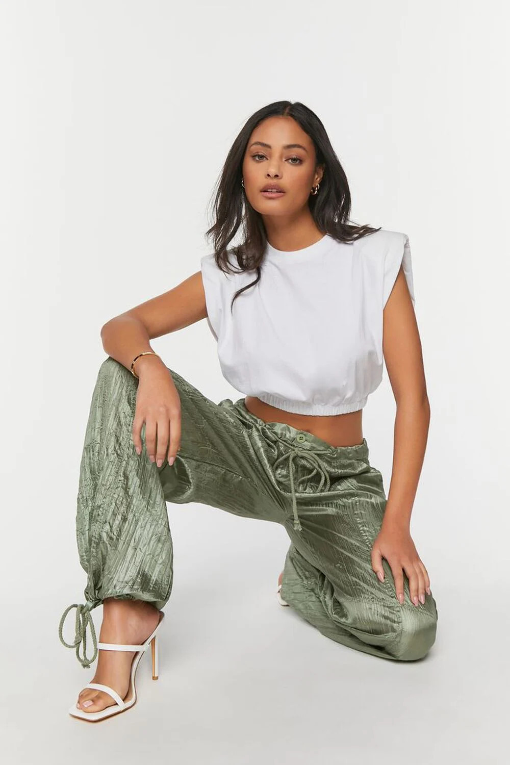 Crinkled Drawstring Parachute Pants | Forever 21 (US)