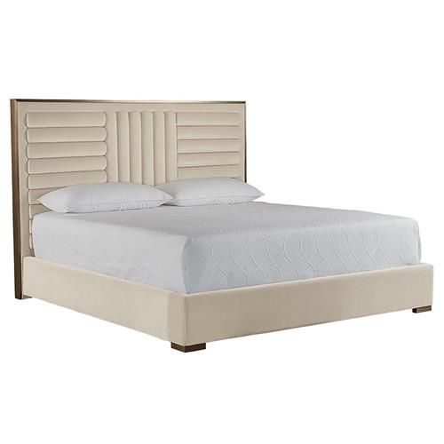 Sunpan Imogen Hollywood Regency Cream Performance Brass Stainless Steel Bed - King | Kathy Kuo Home