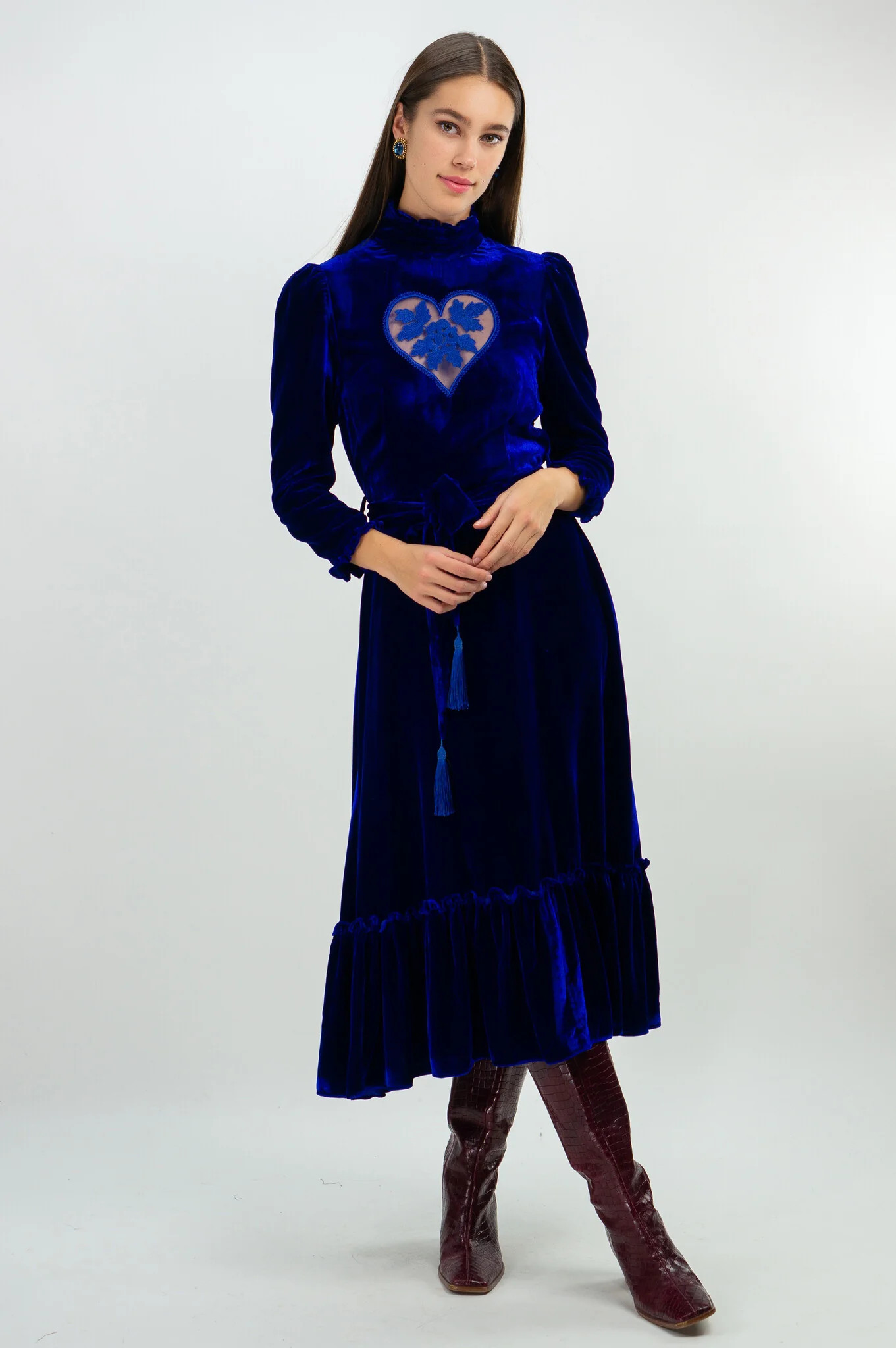 Velvet Sirsna Dress Blue | Kristinit