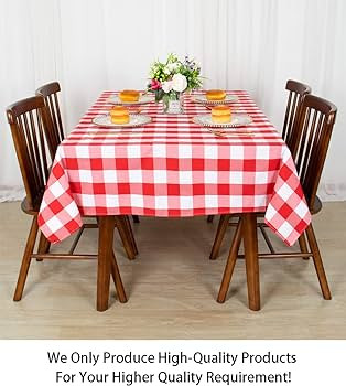 ShinyBeauty Checked Square Tablecloth 54x54-Inch Red and White Buffalo Plaid Tablecloth Washable ... | Amazon (US)