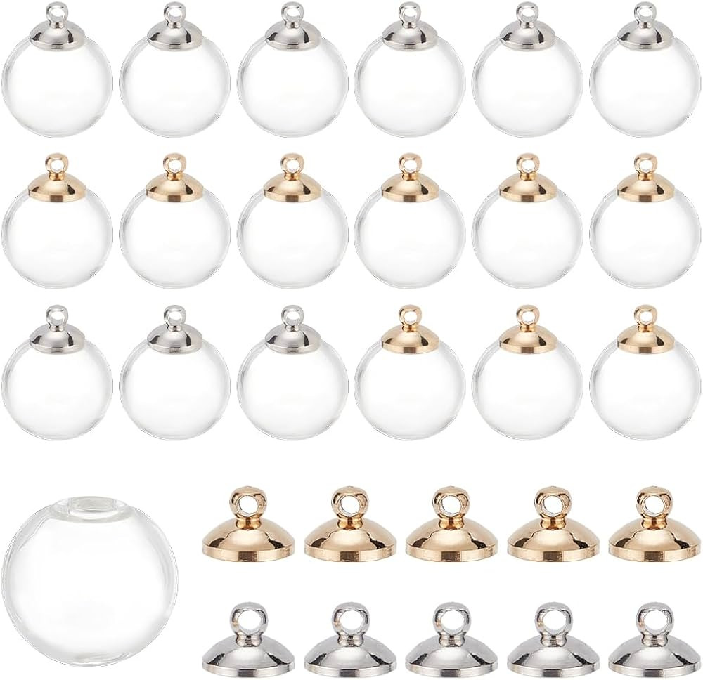 PH PandaHall 30pcs 16mm Mini Clear Glass Globe Bottle Mini Clear Ornaments Wish Glass Ball Bottle... | Amazon (US)