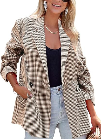 ARTFREE Womens Casual Blazer Button Lapel Long Sleeve Work Business Fashion Blazers Jackets Outfi... | Amazon (US)