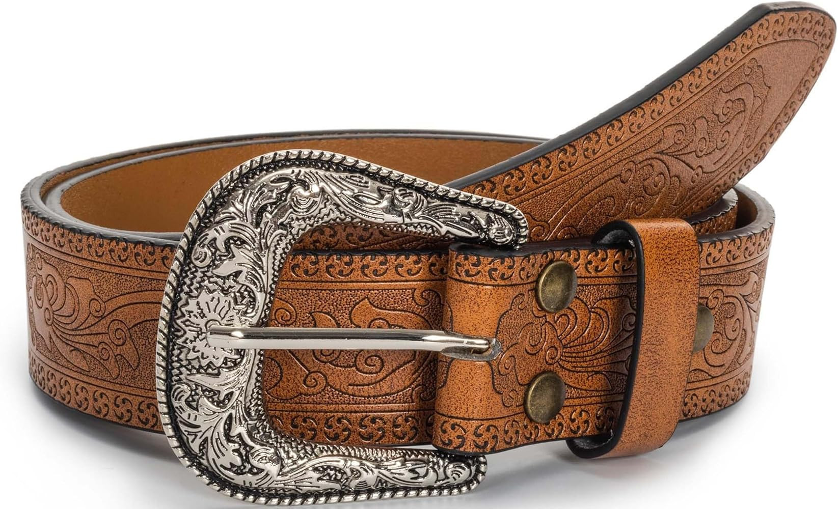 Adjustable Vintage Western-Belts for Women Men Engraved Buckle-Belts Cowboy-Cowgirl-Belt (Waist f... | Amazon (US)