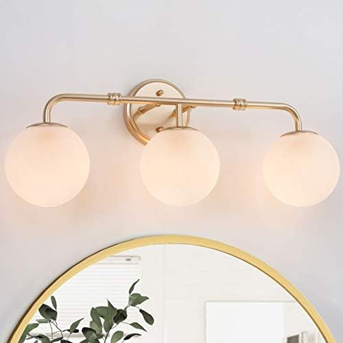 Bathroom Light Fixtures, 24.5''L Large Gold Bathroom Light Fixtures, 3-Light Gold Vanity Light fo... | Amazon (US)