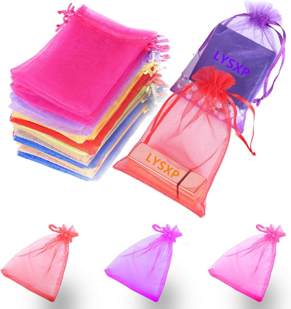 LYSXP 100 Pcs Organza Bags 4×6Inches，Random 10colors Mesh Organza Jewelry Bags, Small Drawstri... | Amazon (US)