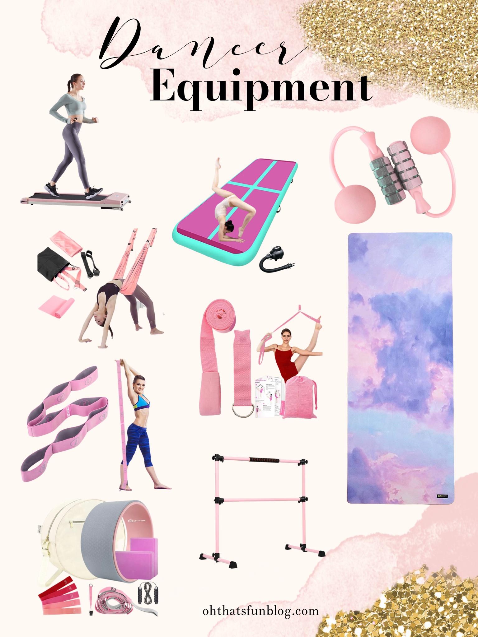 If you have a dancer or gymnast who loves to be active like mine, these are really fun tools to help them work on their skills and stay active at home. Honestly some of these I even want for myself like that pink space saving treadmill and the wheel to stretch and ease back tension!

#dancer #athlete #fitness #amazon #pink #amazonfinds #esthetic #pinkesthetic #blushesthetic #fitnessesthetic 

#LTKkids #LTKFind #LTKfit