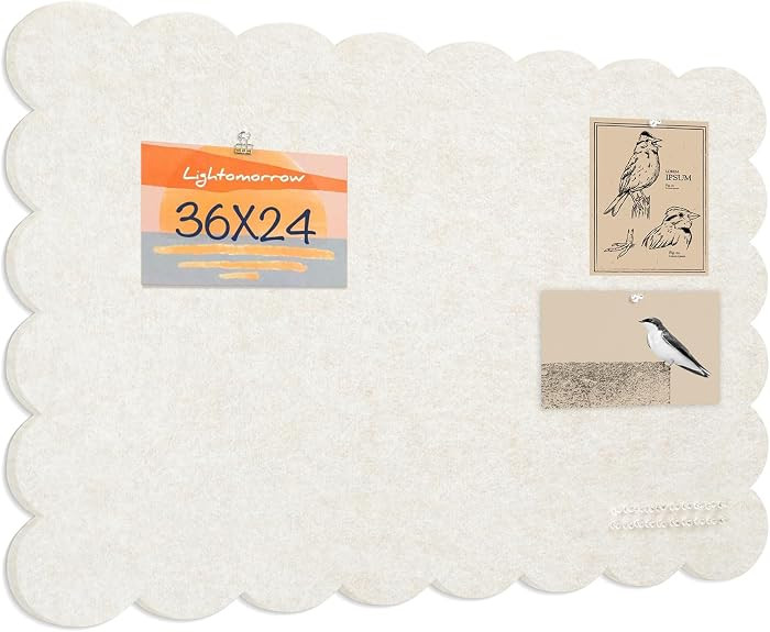 Scalloped Bulletin Board, 36 x 24 Inches Felt Pin Board - Decorative Cork Alternative for Wall, 3... | Amazon (US)