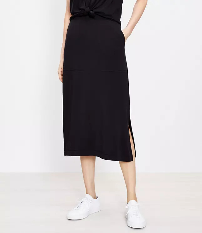 Petite Lou & Grey Signature Softblend Pocket Midi Skirt | LOFT