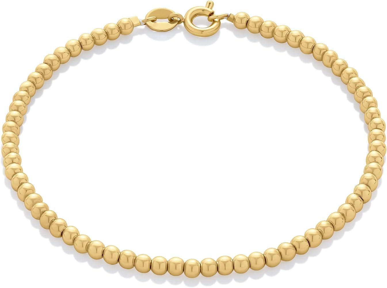 Amazon Essentials 14K Gold or Sterling Silver Plated Ball Chain Bracelet 7.5" | Amazon (UK)