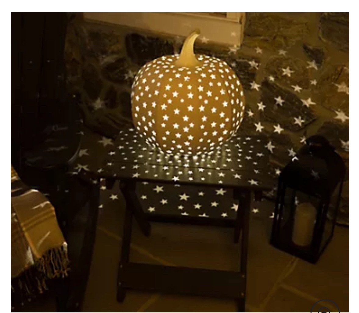 Martha Stewart 15" Illuminated Indoor/Outdoor Stargazer Metal Pumpkin

Star light, star bright, first... pumpkin I see tonight! Picked just for you and speckled with star-shaped cutouts, this illuminated metal pumpkin attracts passersby with its celestial light pattern. A fickle forecast won't squash your fun -- it's outdoor-safe

#LTKSeasonal #LTKStyleTip #LTKHome