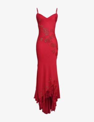 Anastelle Hand-Beaded Satin Maxi Dress | Selfridges