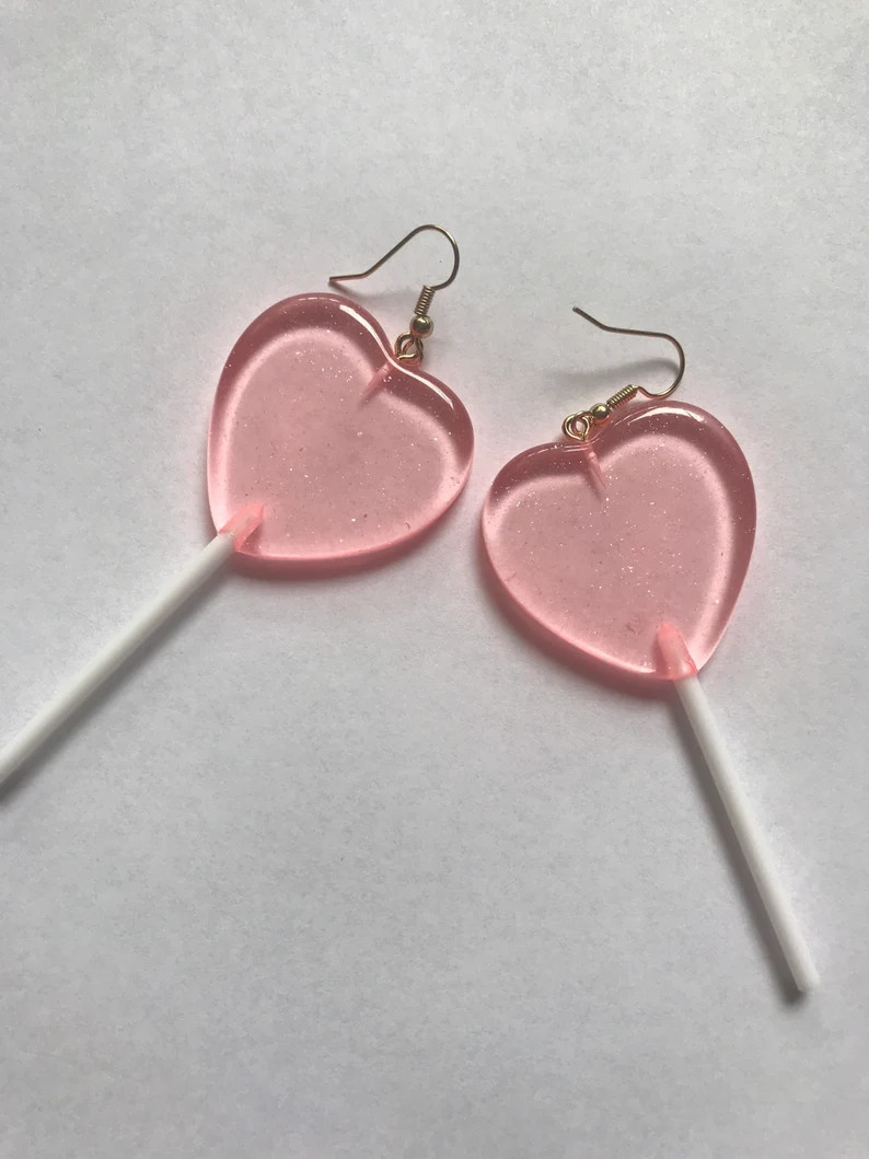 Heart Lollipop Earrings Hypoallergenic Candy Jewelry - Etsy | Etsy (US)