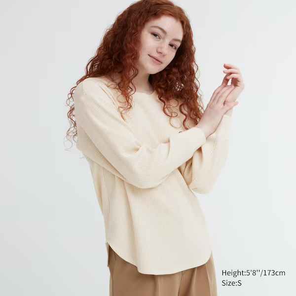 Waffle Crew Neck Long-Sleeve T-Shirt | UNIQLO (US)