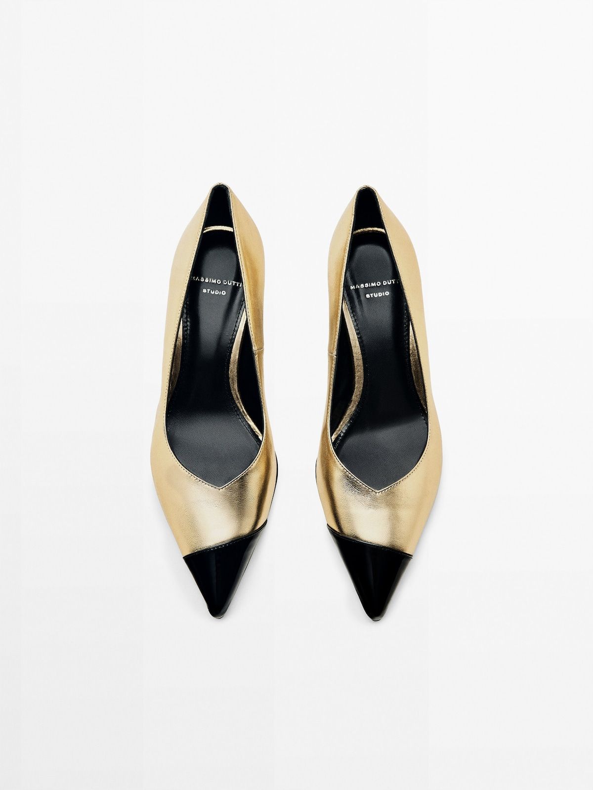 Heeled leather shoes with metallic toecap - Studio | Massimo Dutti (US)