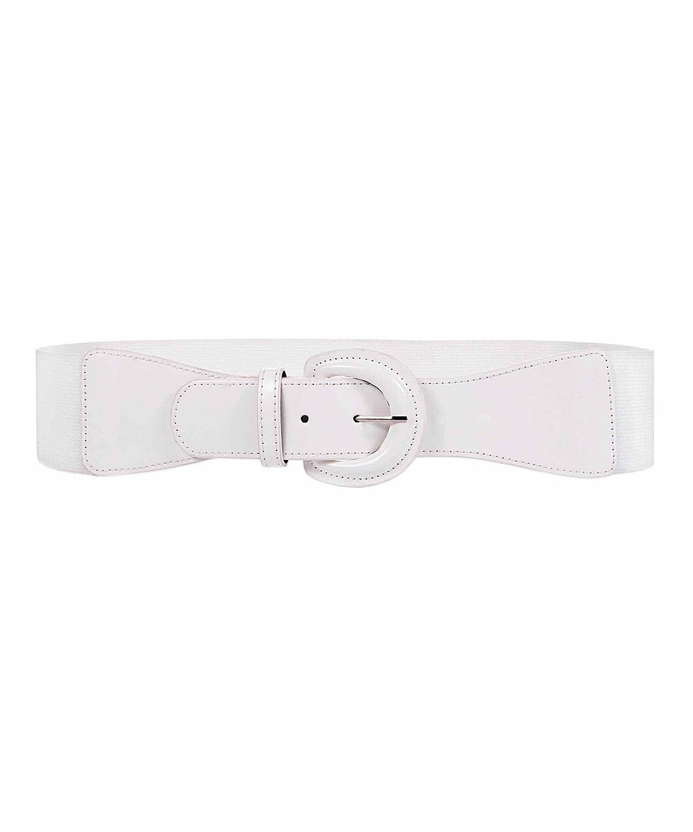 Tossa Women's Belts White - White Patent Elastic-Waist Belt | Zulily