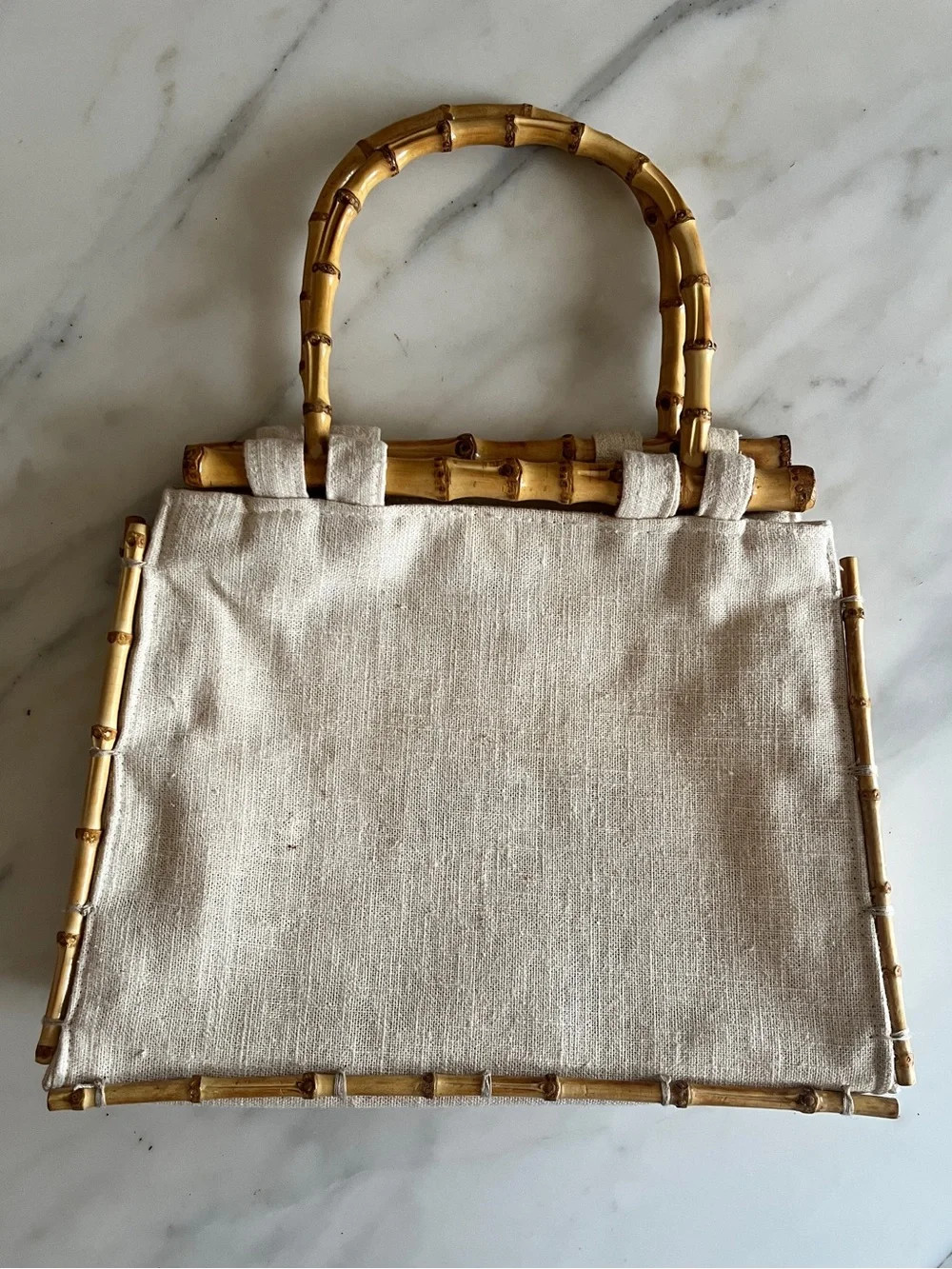 Linen and Bamboo Frame handbag - Natural | Poshmark
