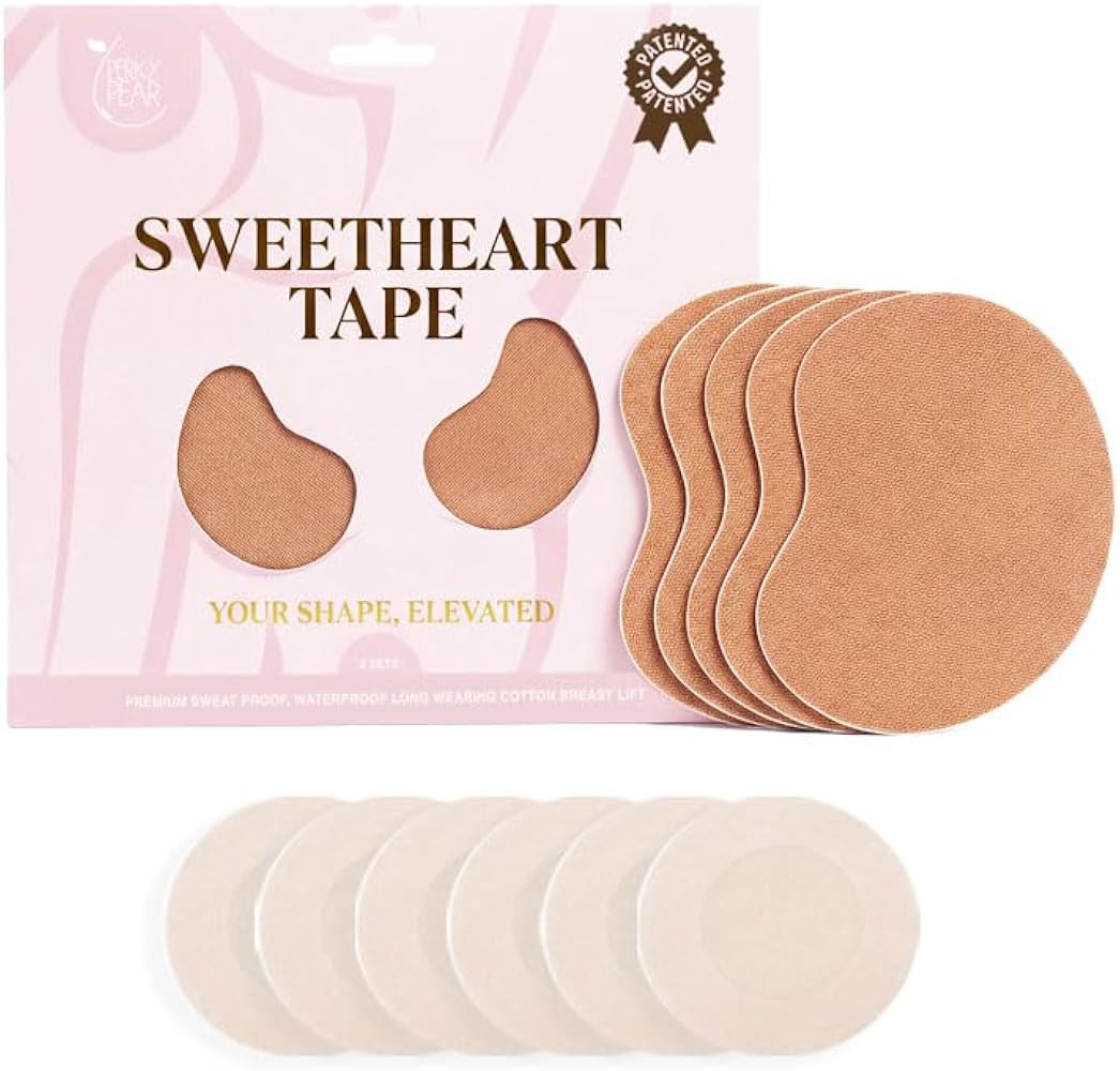 Perky Pear Sweetheart Strapless Adhesive Bra Boob Tape [A-F Cups] - 2 Pairs of Boob Tape & 3 pair... | Amazon (UK)