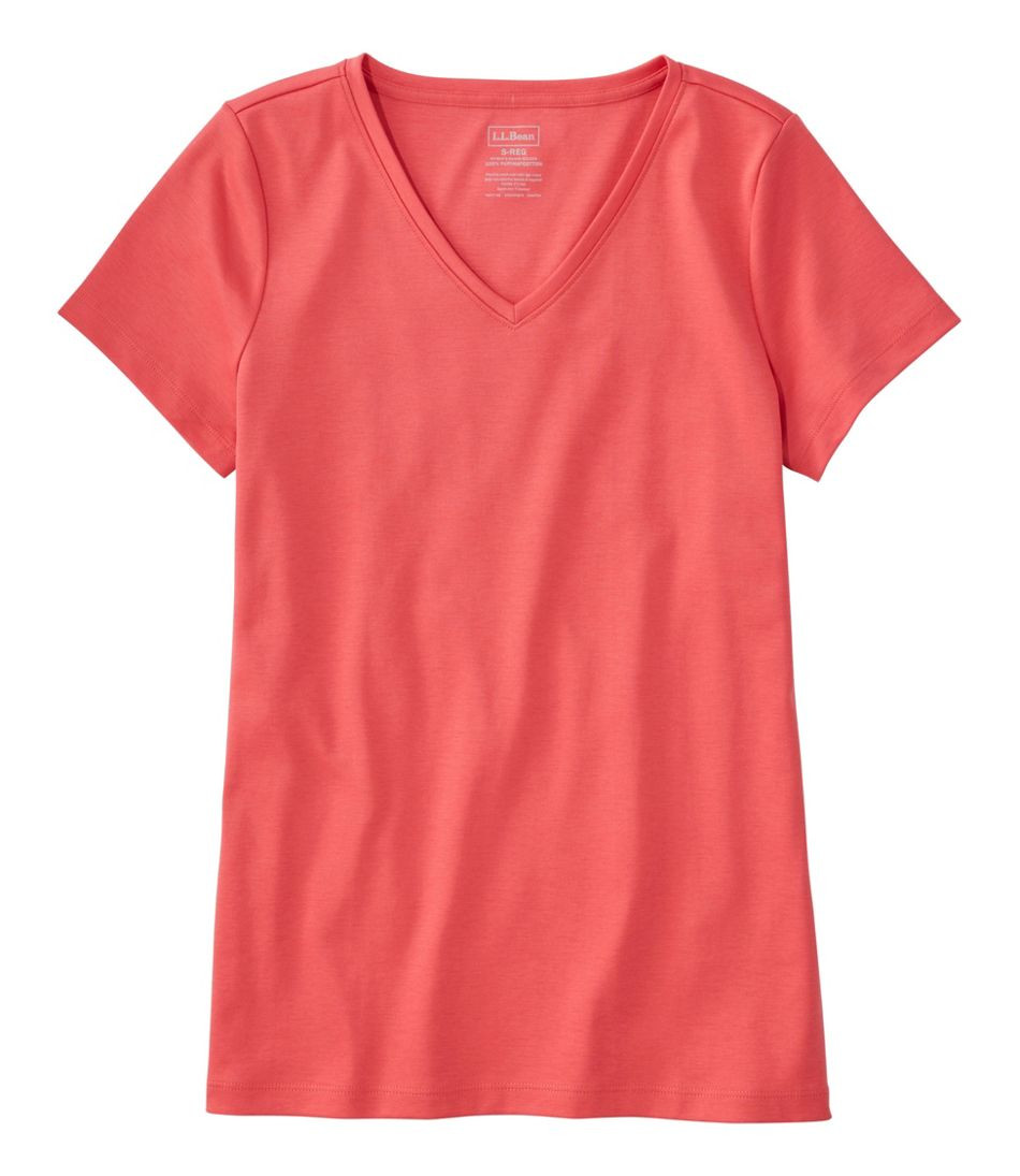 Women's Pima Cotton Shaped V-Neck, Short-Sleeve | L.L. Bean
