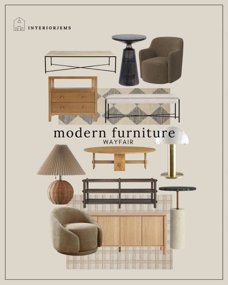 Modern furniture favorites from Wayfair, modern Accent chair, modern table, lamp, modern lounge chair, buffet table, consult table, coffee, table, night, stand back in stock, modern rug, rug, bedroom rug

#LTKStyleTip #LTKSaleAlert #LTKHome