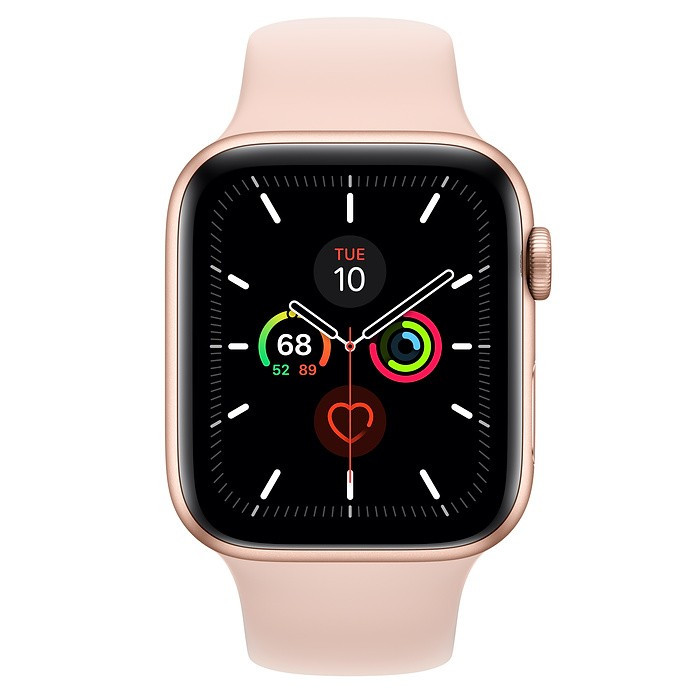 Apple Watch Series 5 GPS + Cellular, 44mm Gold Aluminum Case with Pink Sand Sport Band - S/M & M/... | Apple (US)