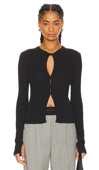 Base Rib Long Sleeve Top in Basalt Black | Revolve Clothing (Global)