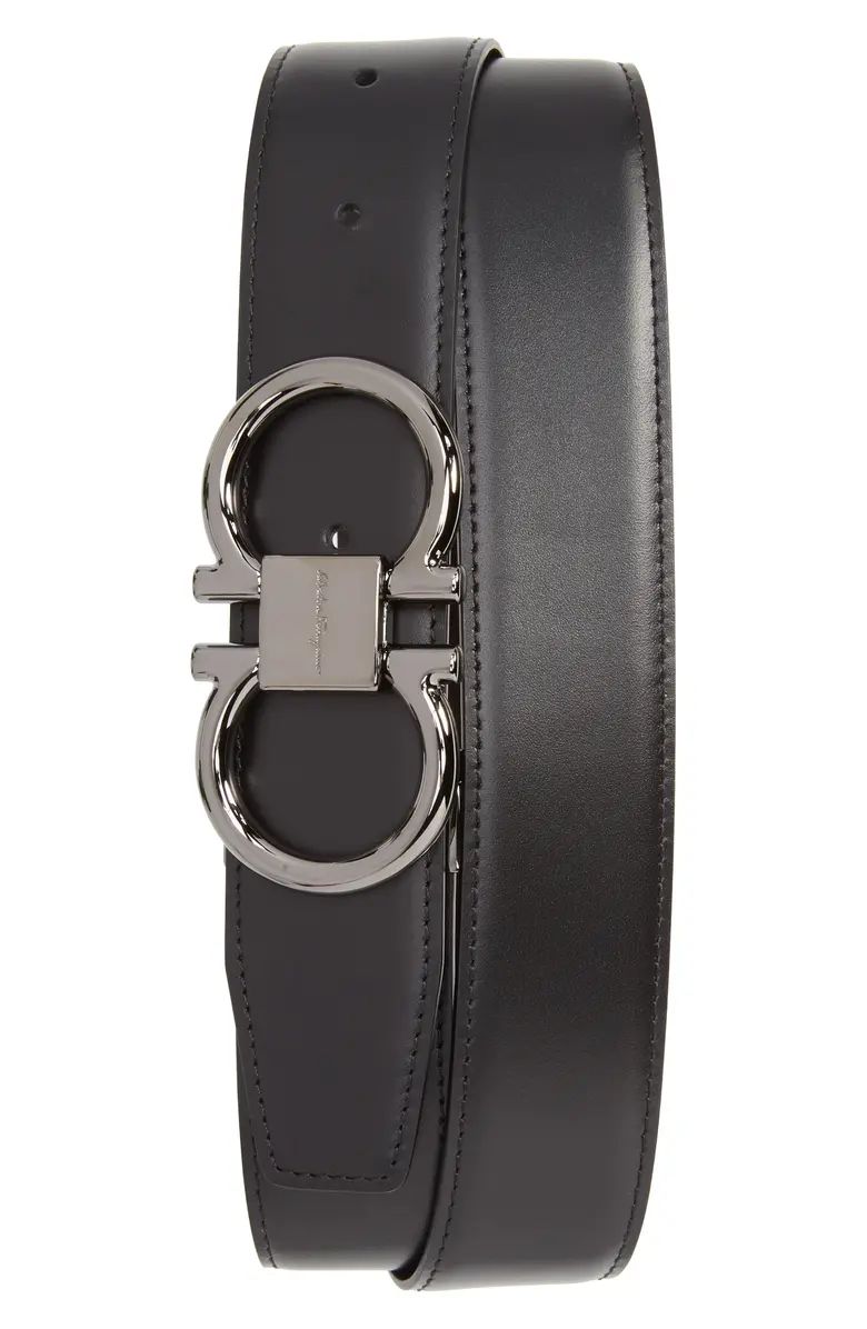 Gancio Reversible Calfskin Leather Belt | Nordstrom