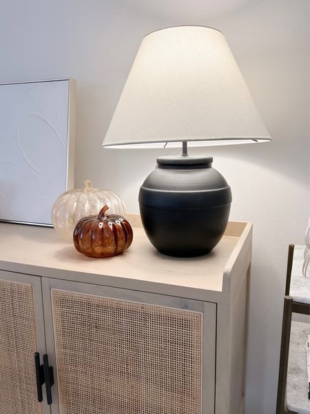 Fall vibes for the first of September! 🍂🤎 just got this new lamp for the sideboard in our dining room! It’s finally coming together! 

Pumpkins, Target, home decor, buffet, Burke decor, threshold, ceramic table lamp, glass pumpkins, cane furniture, black lamp, fancythingsblog 

#LTKFind #LTKhome #LTKSeasonal
