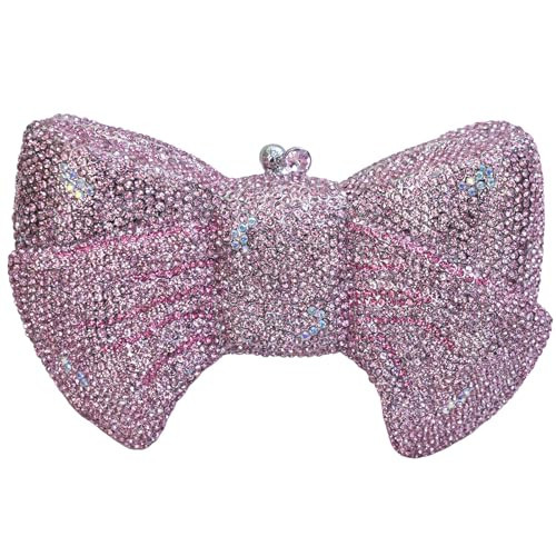 SJIE Handmade Inlay Rhinestone Bow Clutch Bag for Women, Sparkling Evening Party Wedding Purse with Detachable Pearl Chain Strap, A Precious Gift | Amazon (US)