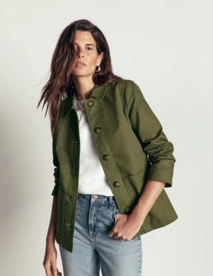 Boden Women's Fife Cotton Chore Jacket in Green | Size 12 | Boden (US)
