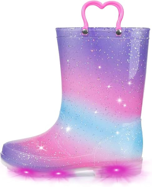 EUXTERPA Toddler Kids Light-Up Rain Boots | Amazon (US)