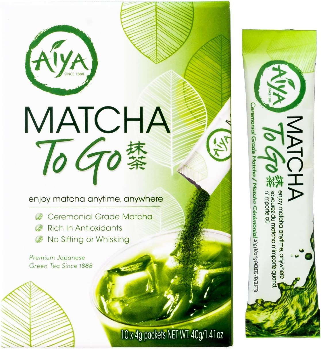 Aiya Matcha To Go Single Serve Packs - Ceremonial Grade Pure Matcha Green Tea Powder (10 Count) | Amazon (US)