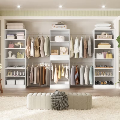 Aheaplus 146" Walk-In Closet Organizer with 6 Hanging Rods, Freestanding Closet System with Drawer | Target