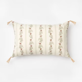 'Joyeux Noel' Embroidered Lumbar Throw Pillow Cream/Red - Threshold™ designed with ... | Target