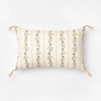 &#39;Joyeux Noel&#39; Embroidered Lumbar Throw Pillow Cream/Red - Threshold&#8482; designed with ... | Target