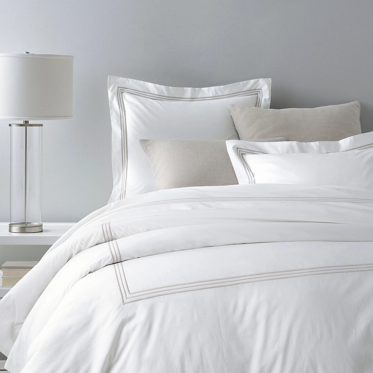 Trio Pearl Grey Duvet Cover | Annie Selke