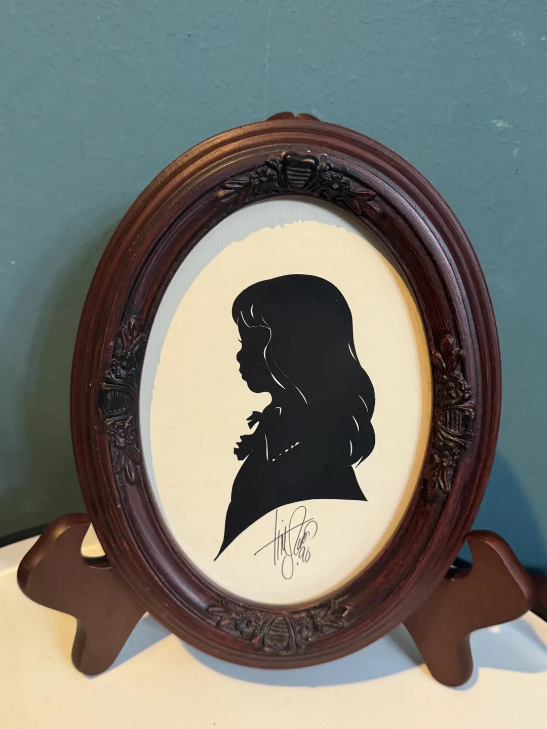 Vintage Folk Art TIM ARNOLD Custom Hand Cut 1990 Silhouette Girl with Long Hair Oval Ornate Frame | Etsy (US)