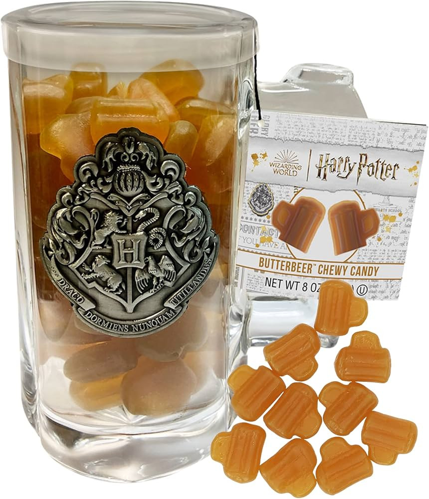 Jelly Belly Harry Potter Glass Mug with Butter Beer Chewy Candies, Butterscotch Flavored Classic ... | Amazon (US)